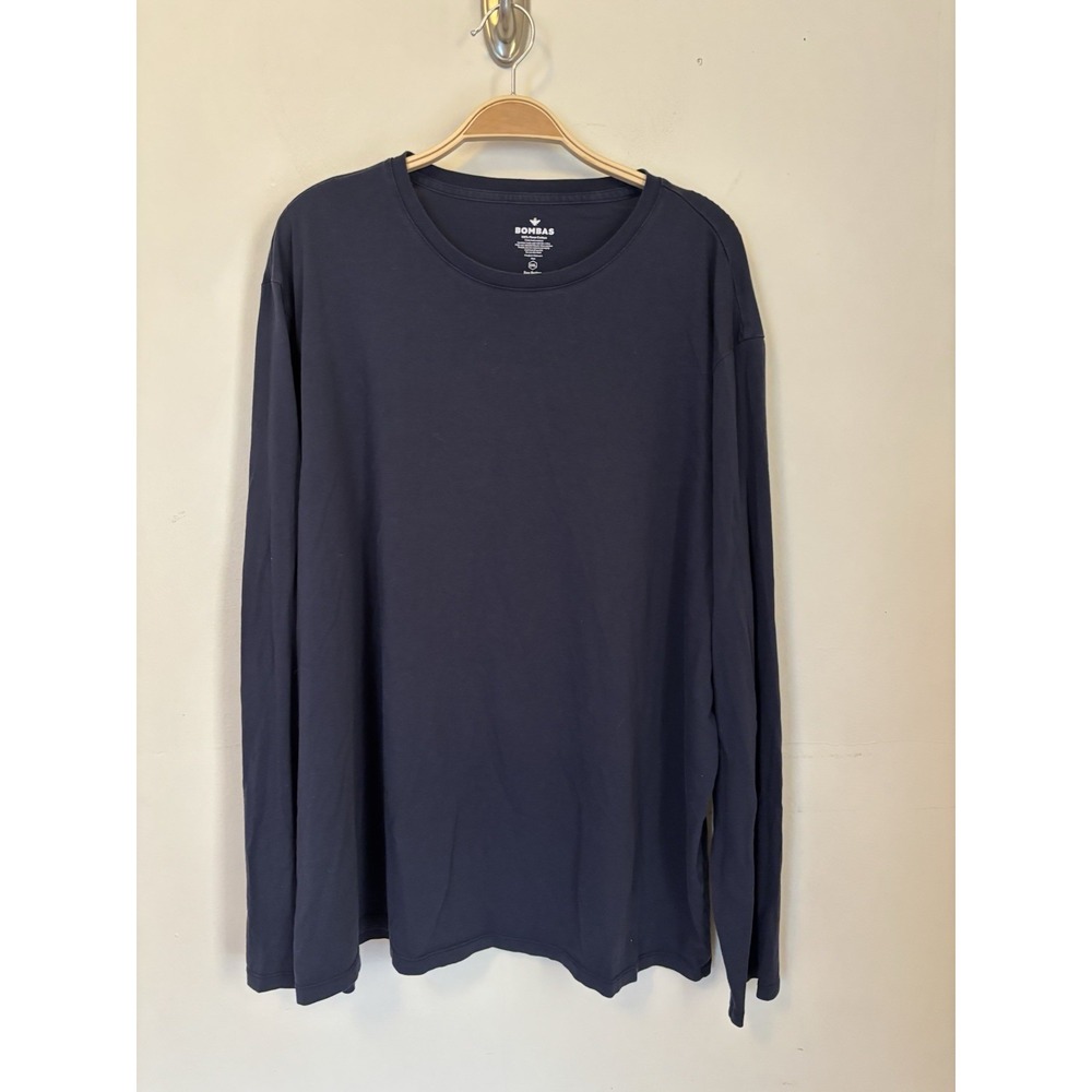 Bombas Men's 100% Pima Cotton Navy Blue Crewneck Shirt Long Sleeve 2XL
